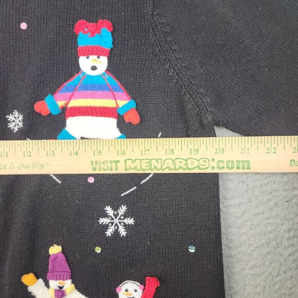 Karen Scott Christmas Sweater Womans Large PL Cardigan Snowman Ice Snow Winter - Picture 3 of 11